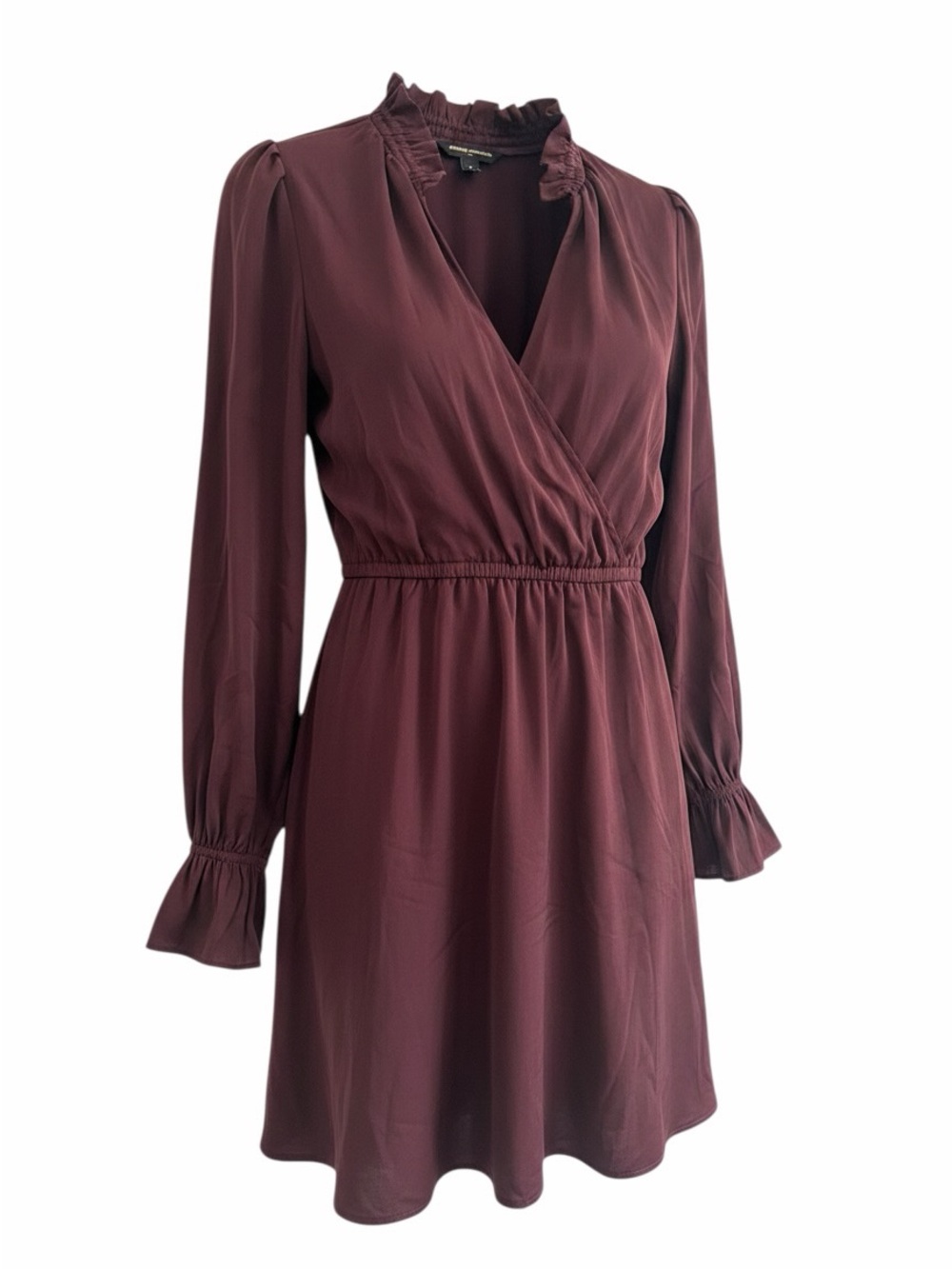 XS Banana Republic Wine Long Sleeve Faux-Wrap Dress